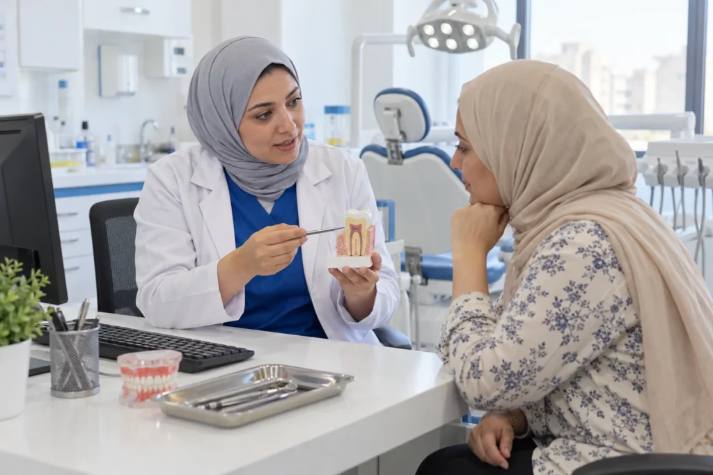 طبيبة مصرية محجبة تشرح خطة الزيارة