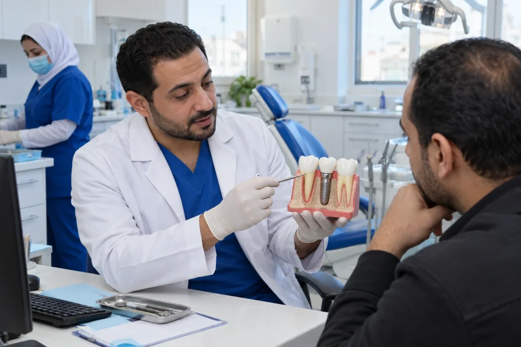 شرح زراعة الأسنان داخل غرفة الاستشارة