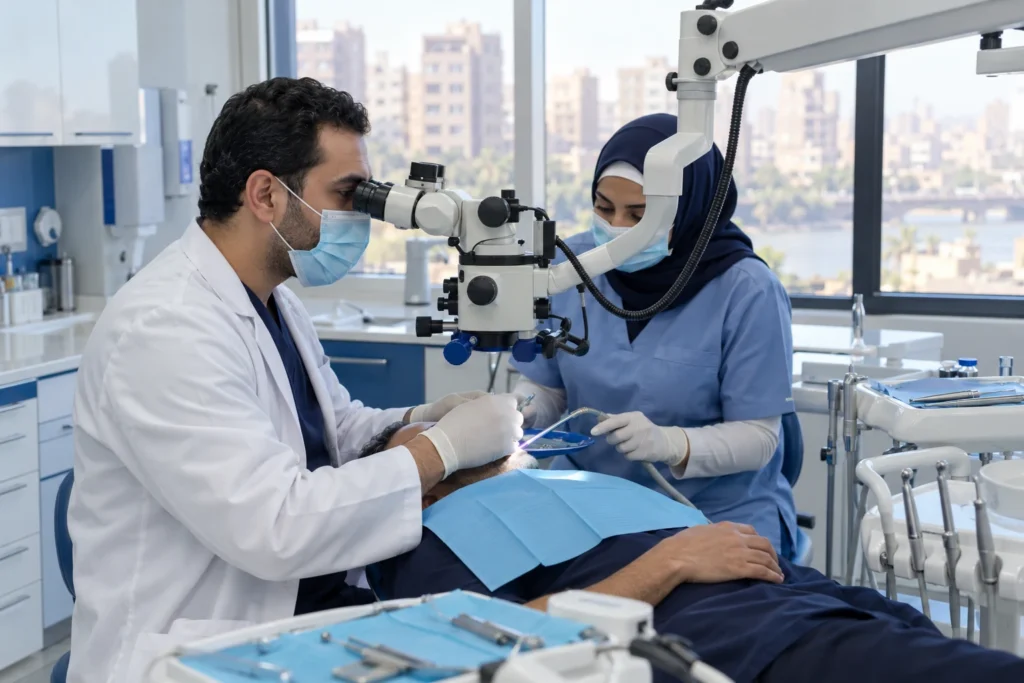 علاج الجذور داخل عيادة مصرية